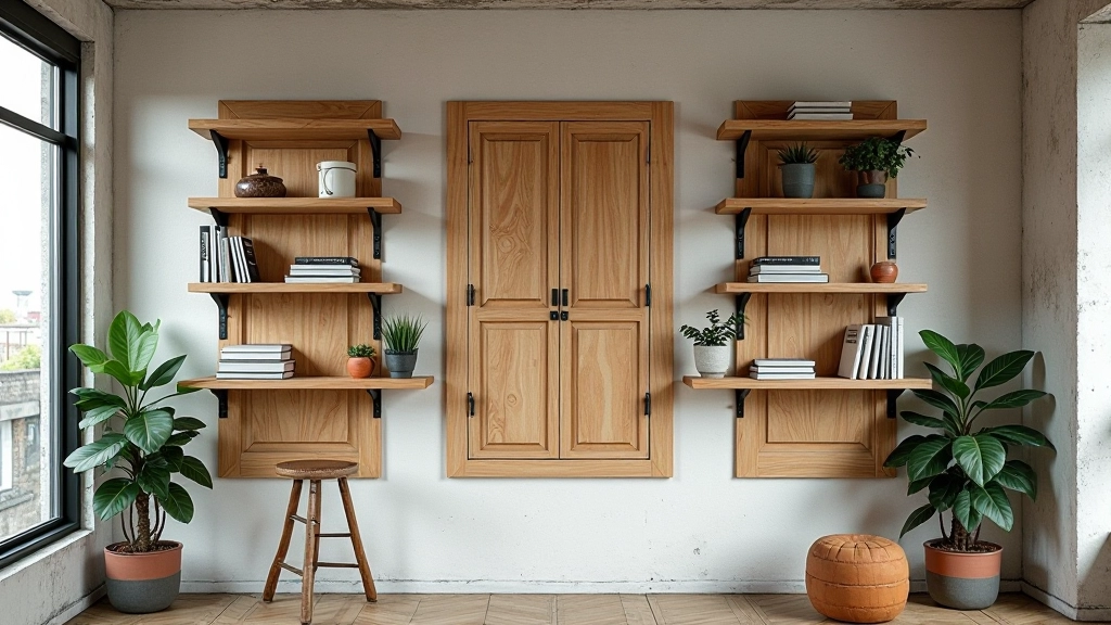 Upcycled door shelving installation