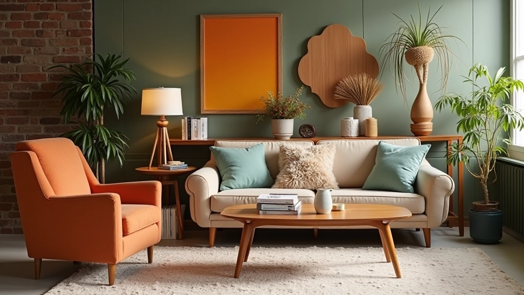 Selection of mid-century furniture pieces at estate sale